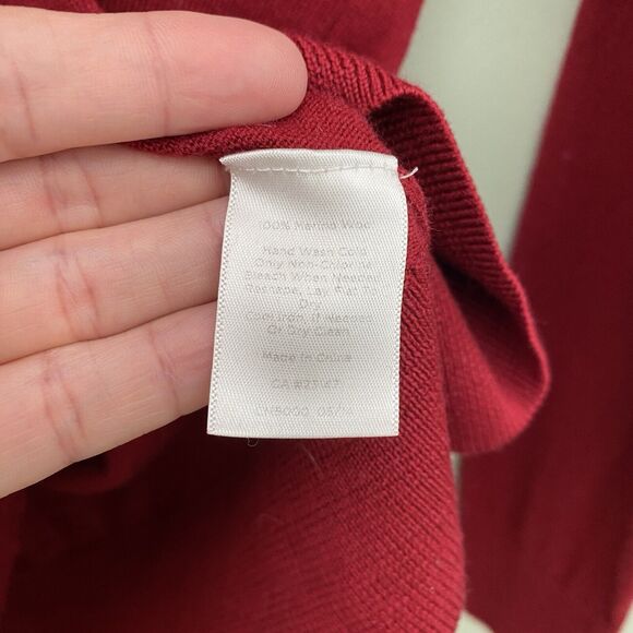 Talbots Merino Wool Sweater Womens Medium Red Pullover V Neck Preppy Minimalist - Picture 6 of 8